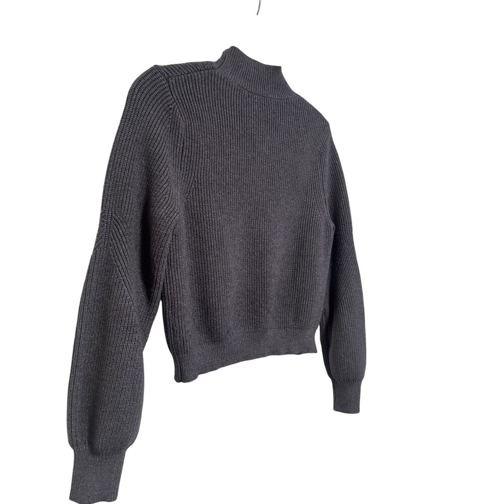 Zara Gray Ribbed Knit Mock Neck Sweater L - Picture 10 of 10